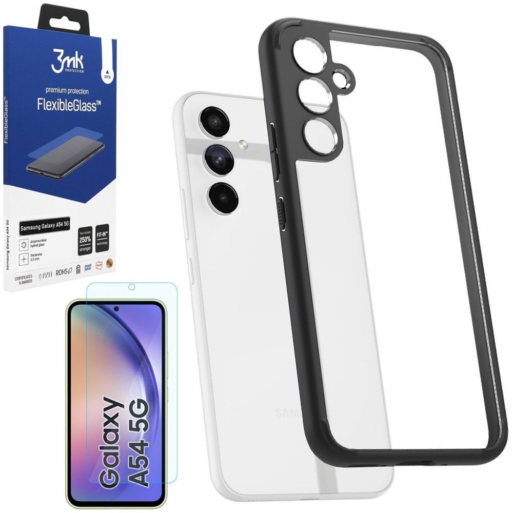 Etui SPIGEN Ultra Hybrid | Matte Black + SZKŁO 3mk do Samsung Galaxy A54 5G
