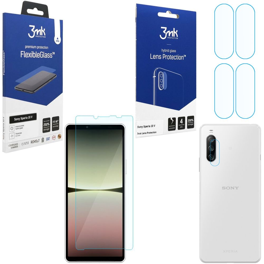 SZKŁO 3mk Flexible Glass + 4x Lens Protection do Sony Xperia 10 V