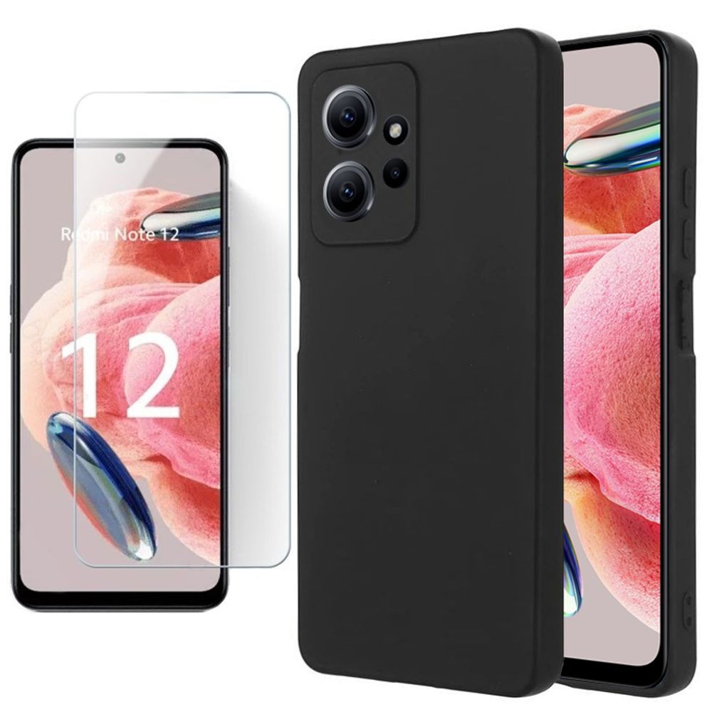 Cienkie Etui 3mk Matt Case | Black + SZKŁO do Xiaomi Redmi Note 12 4G