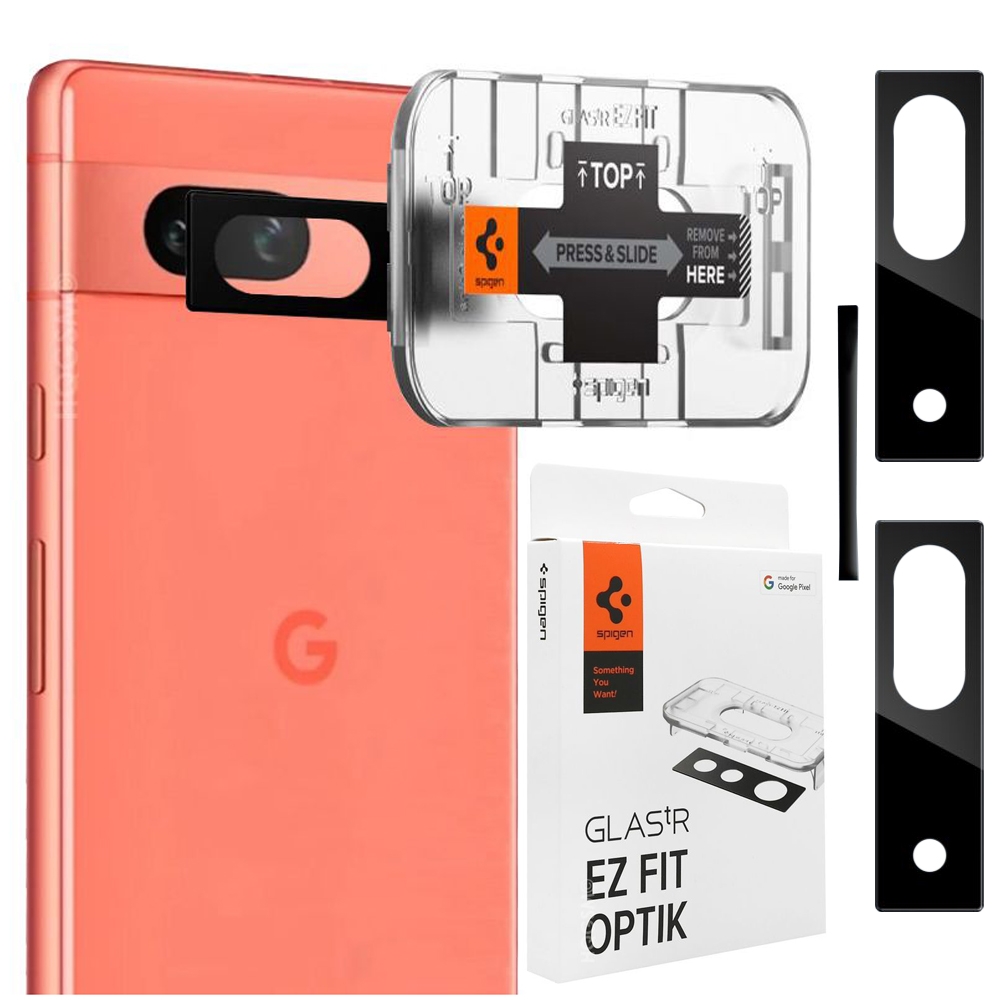 2x SPIGEN EZ Fit OPTIK Pro | Osłona Szkło Hartowane na Aparat | Czarny do Google Pixel 7a