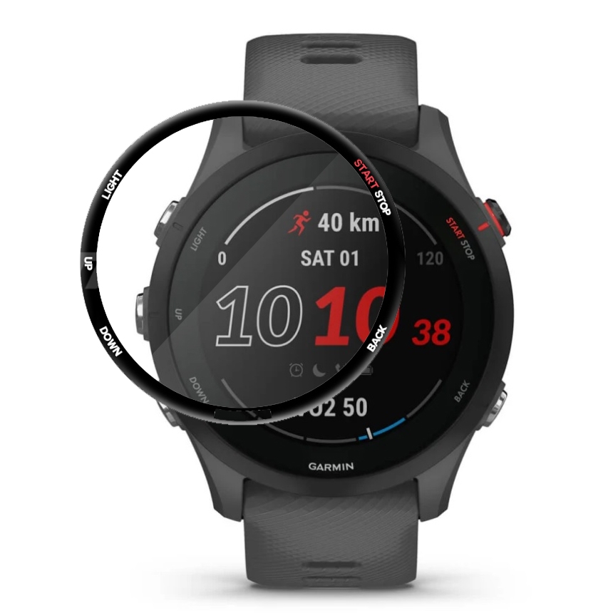 Szkło Hybrydowe | FULL COVER | Black do Garmin Forerunner 255