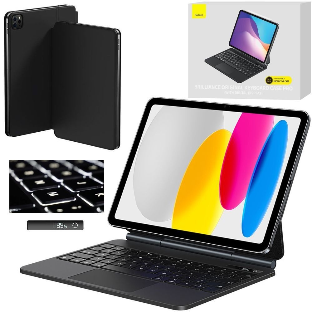 Baseus Magic Keyboard V2 | Etui Klawiatura z Wyświetlaczem | Czarna do Apple iPad 10.9 2022 10th gen