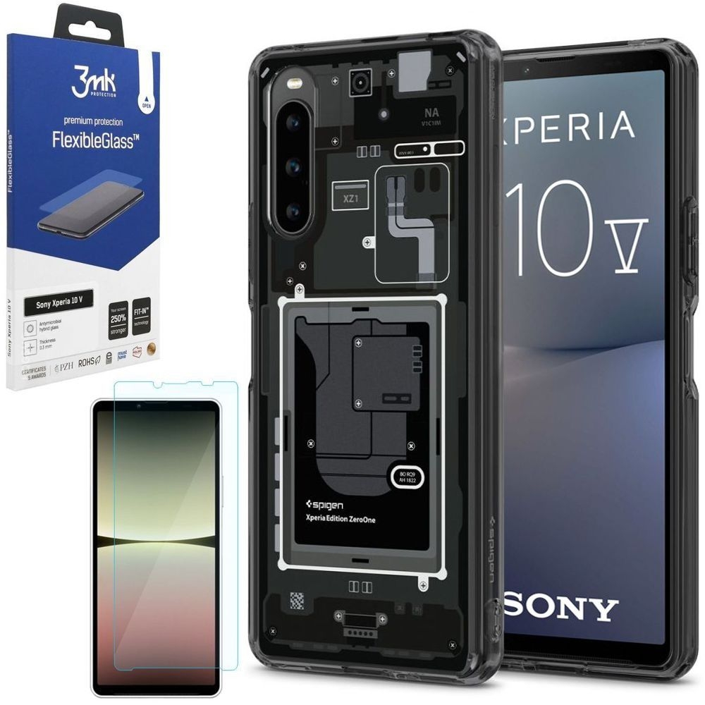 Etui SPIGEN Ultra Hybrid | Zero One + SZKŁO 3mk do Sony Xperia 10 V