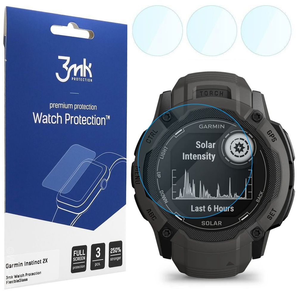 3x Szkło Hybrydowe 3mk Watch Protection do Garmin Instinct 2X 50mm