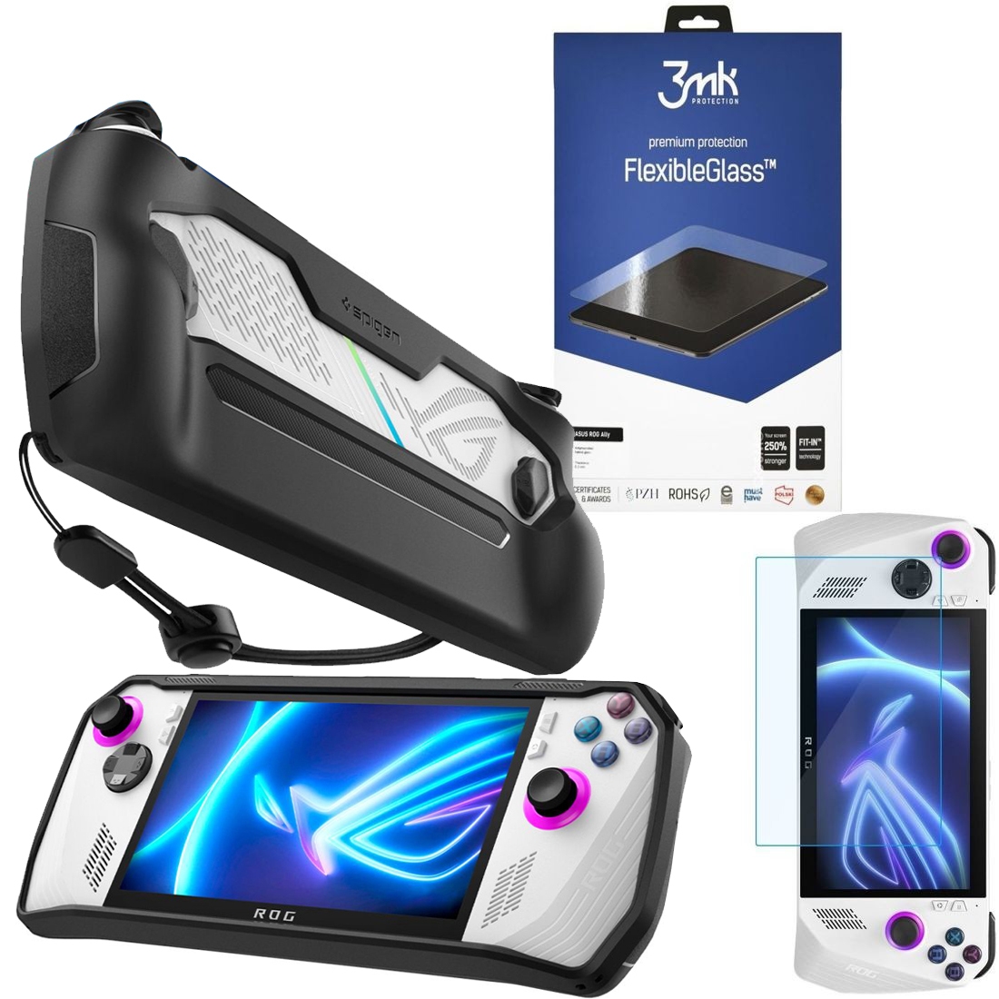 Etui SPIGEN Rugged Armor | Matte Black + SZKŁO 3mk FG do ASUS ROG Ally