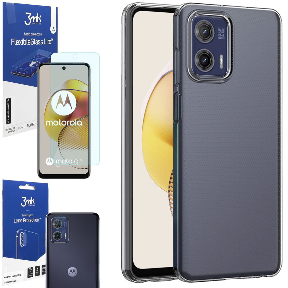 Cienkie Etui Feather Case | Bezbarwne | Clear + SZKŁO 3mk FG Lite + 4x APARAT do Motorola MOTO G73 5G