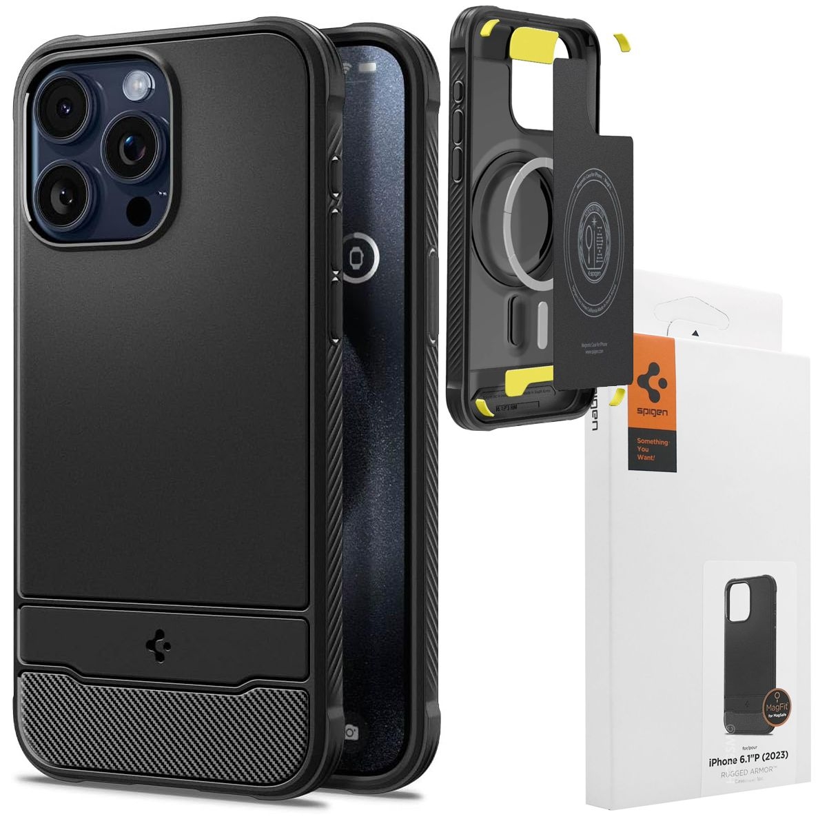 Etui SPIGEN Rugged Armor Mag | Black do Apple iPhone 15 Pro |
