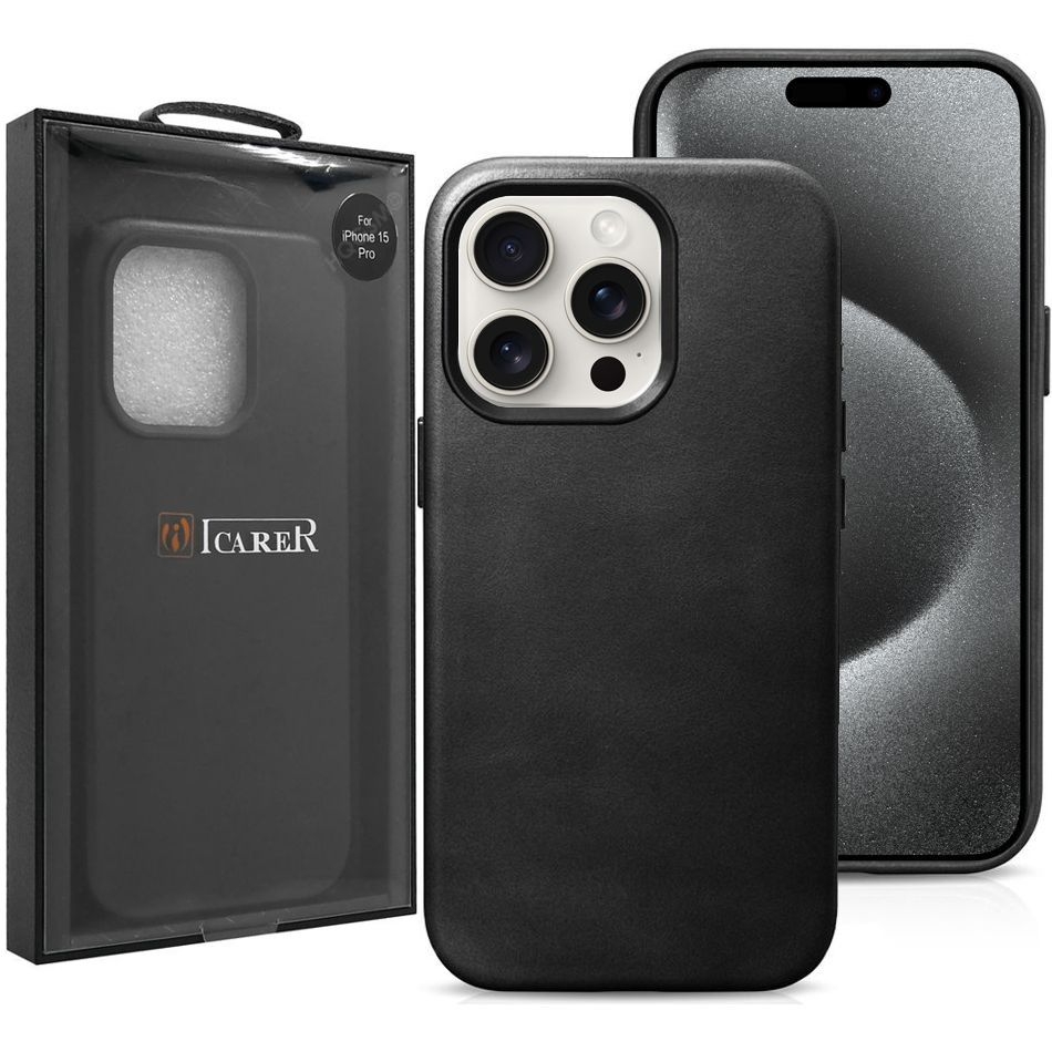 Skórzane Etui iCarer MagSafe Case do Apple iPhone 15 Pro |