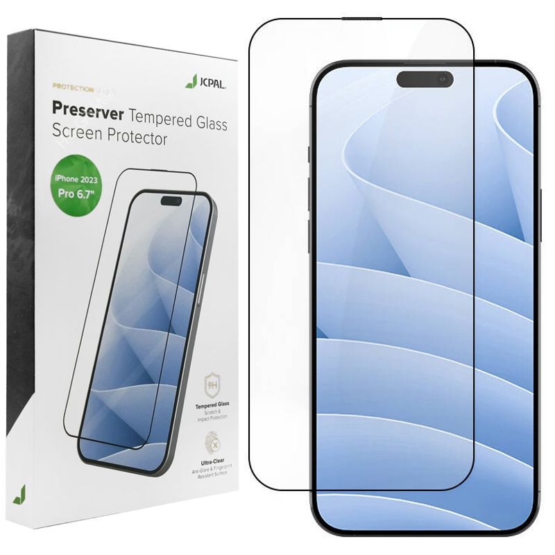 JCPAL Preserver Glass | SZKŁO Hartowane na Cały Ekran do Apple iPhone 15 Pro Max