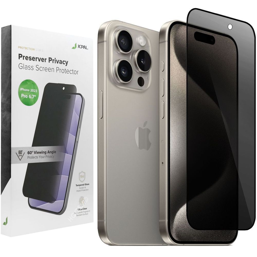 JCPAL Preserver Privacy Glass | SZKŁO Prywatyzujące do Apple iPhone 15 Pro Max