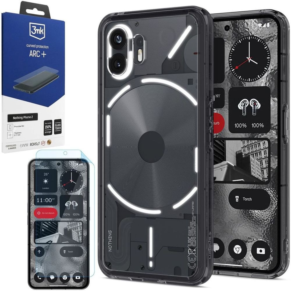 Etui SPIGEN Ultra Hybrid | Space Crystal + FOLIA 3mk ARC do Nothing Phone 2