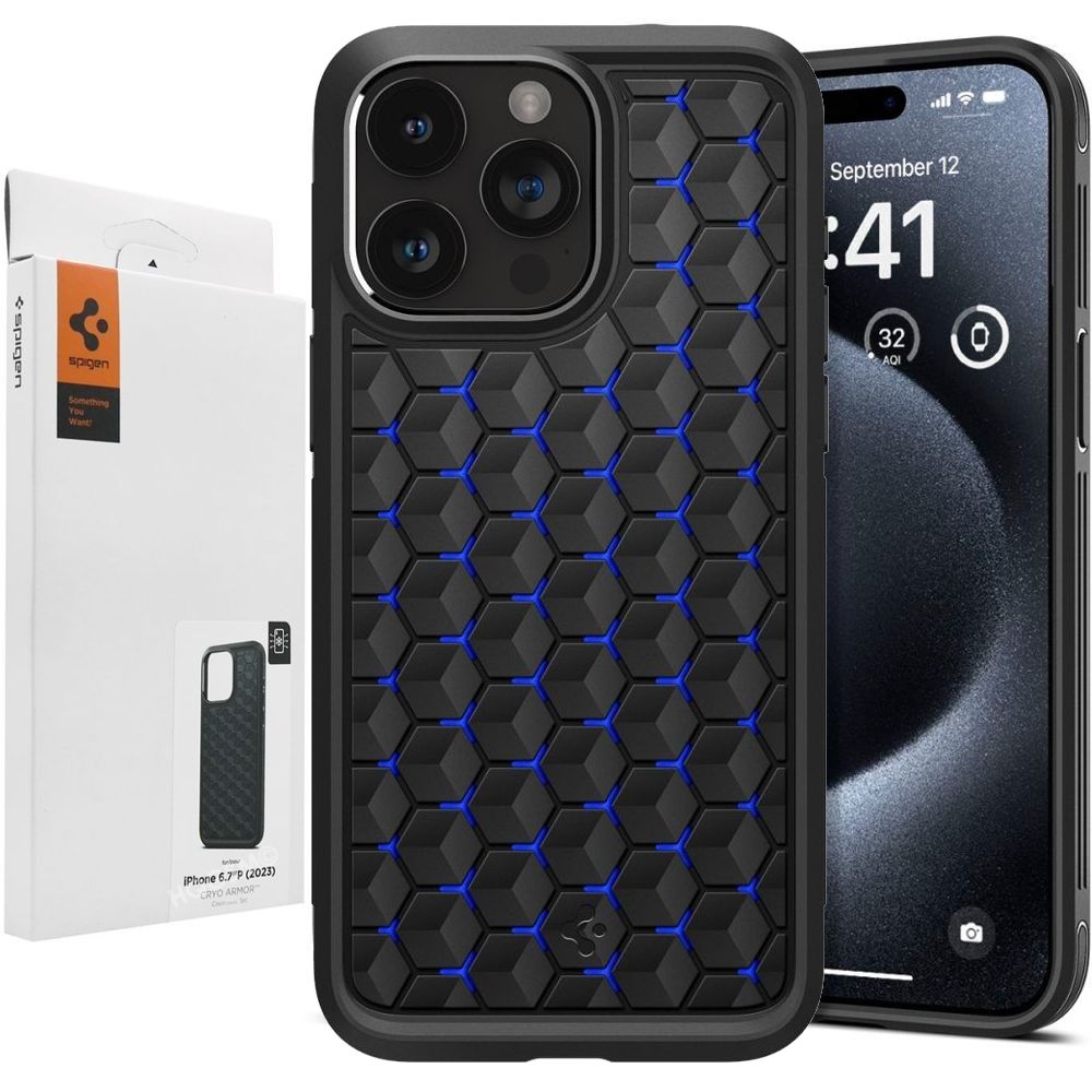 Etui Chłodzące SPIGEN Cryo Armor | Cryo Blue do Apple iPhone 15 Pro Max