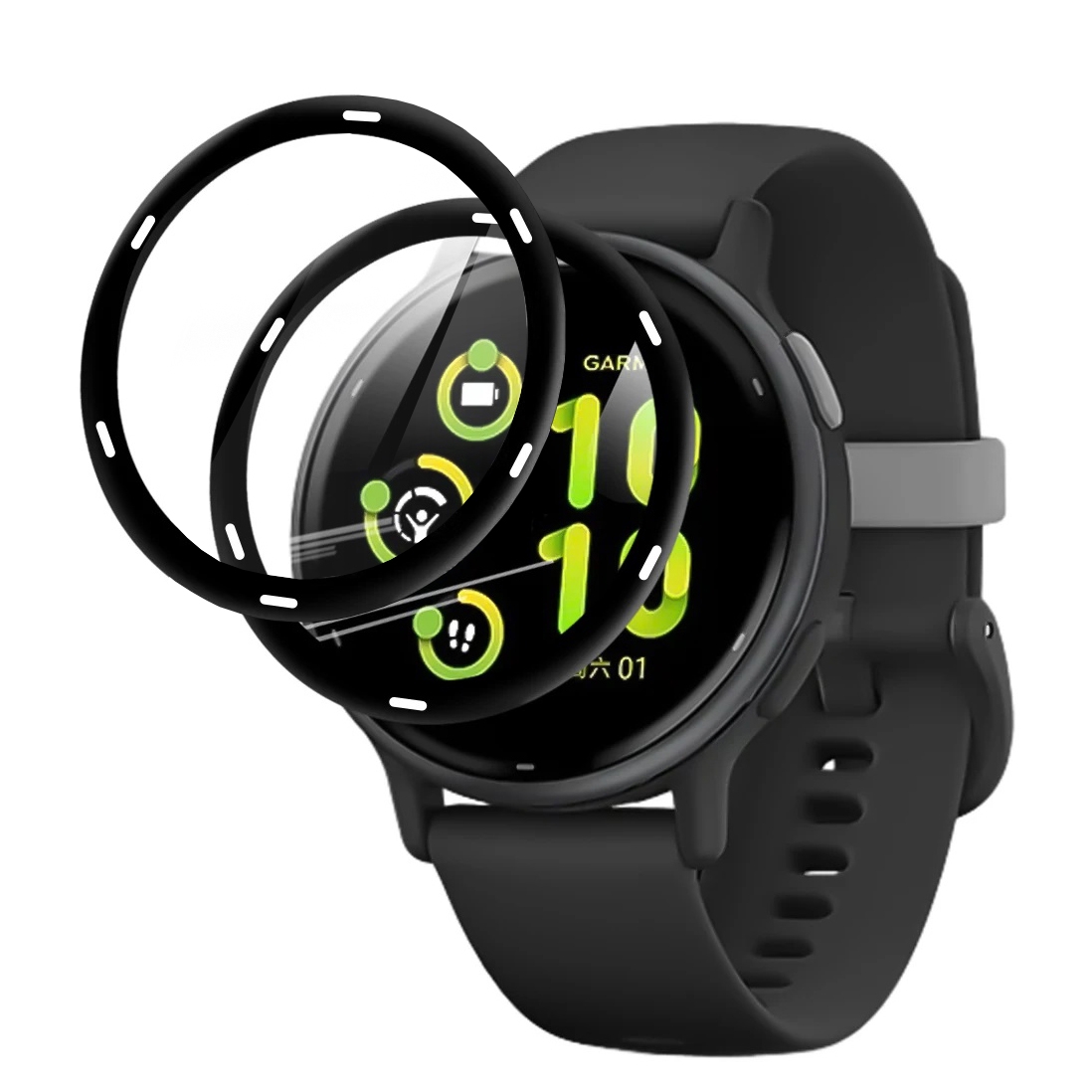 2x Szkło Hybrydowe | FULL COVER | Black do Garmin Vivoactive 5