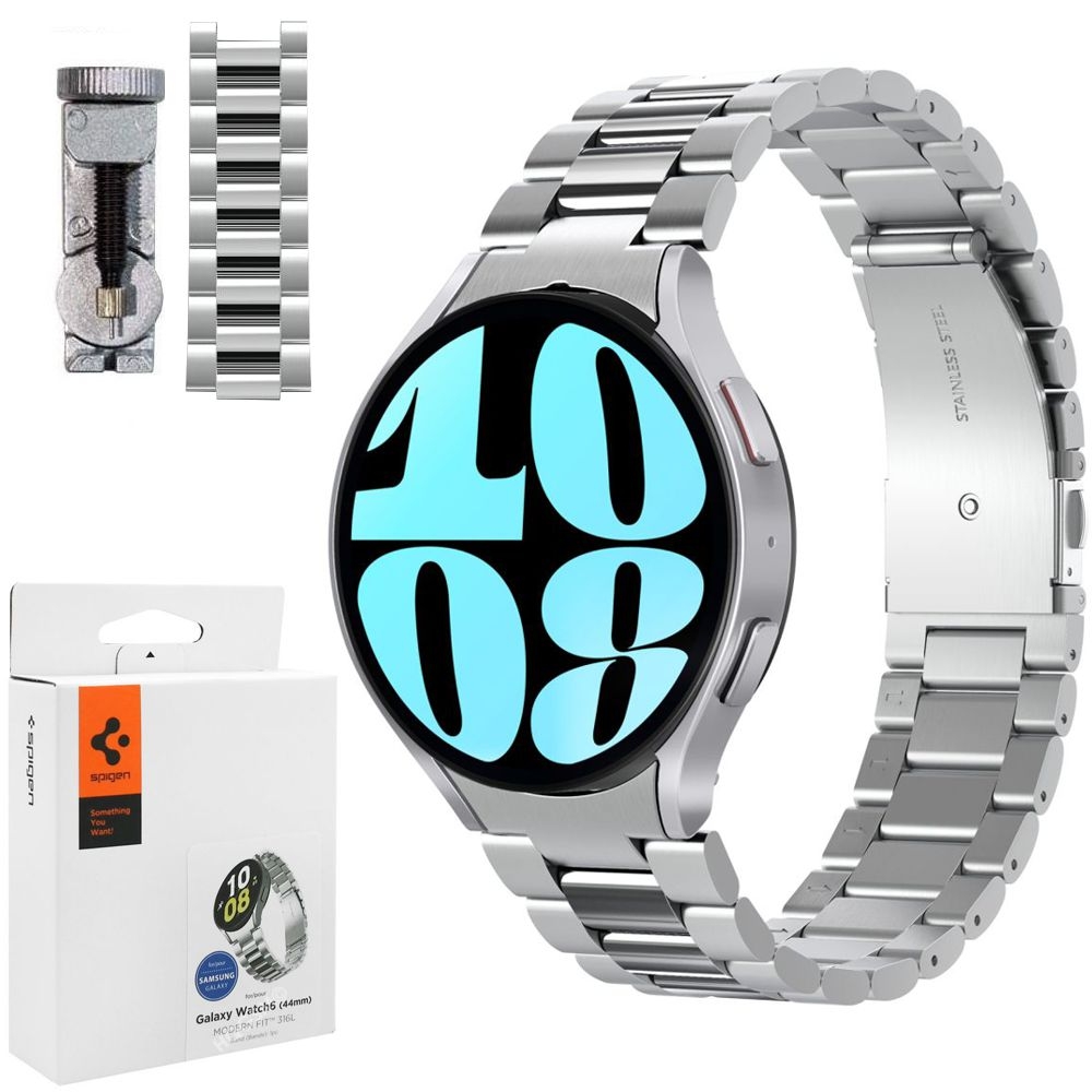 SPIGEN Modern Fit | Stalowa Bransoleta Pasek | Silver do Samsung Galaxy Watch 6 / 5 / 4