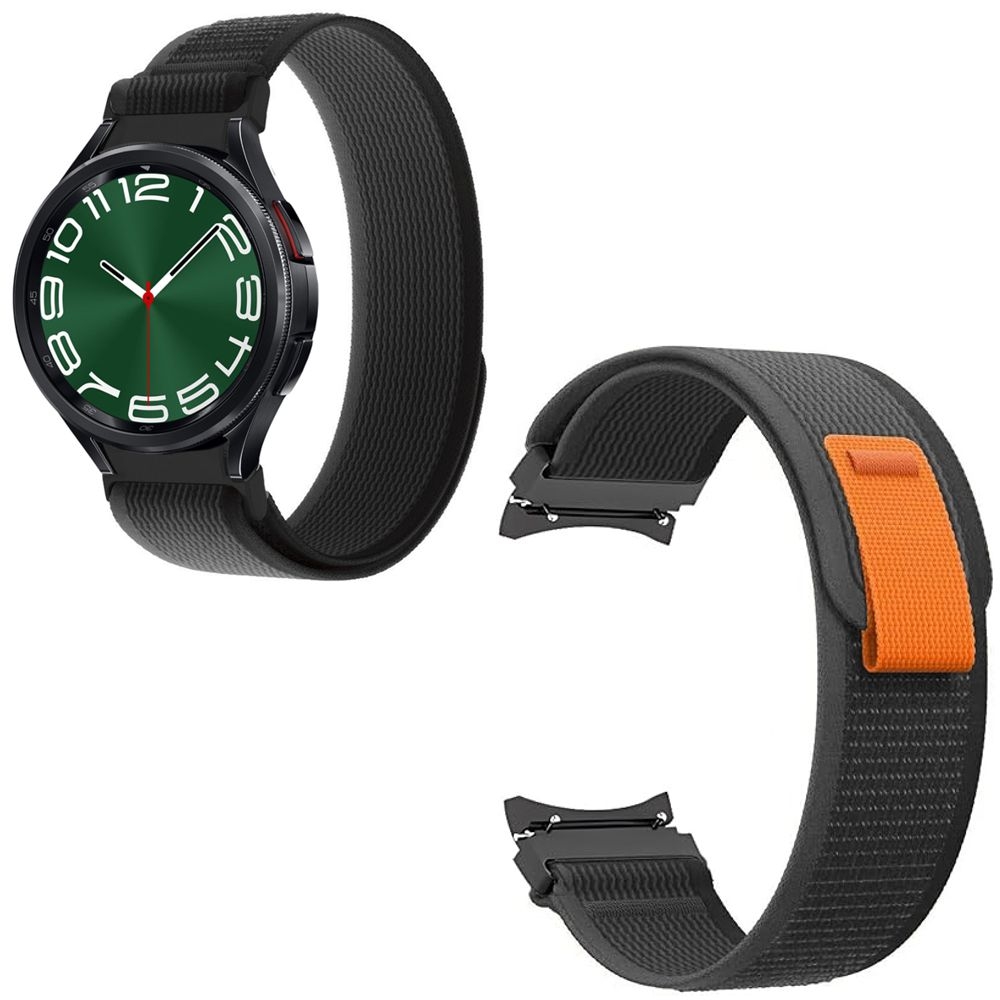 Pasek Velcro Nylon | Black Orange do Samsung Galaxy Watch FE / 6 / Classic