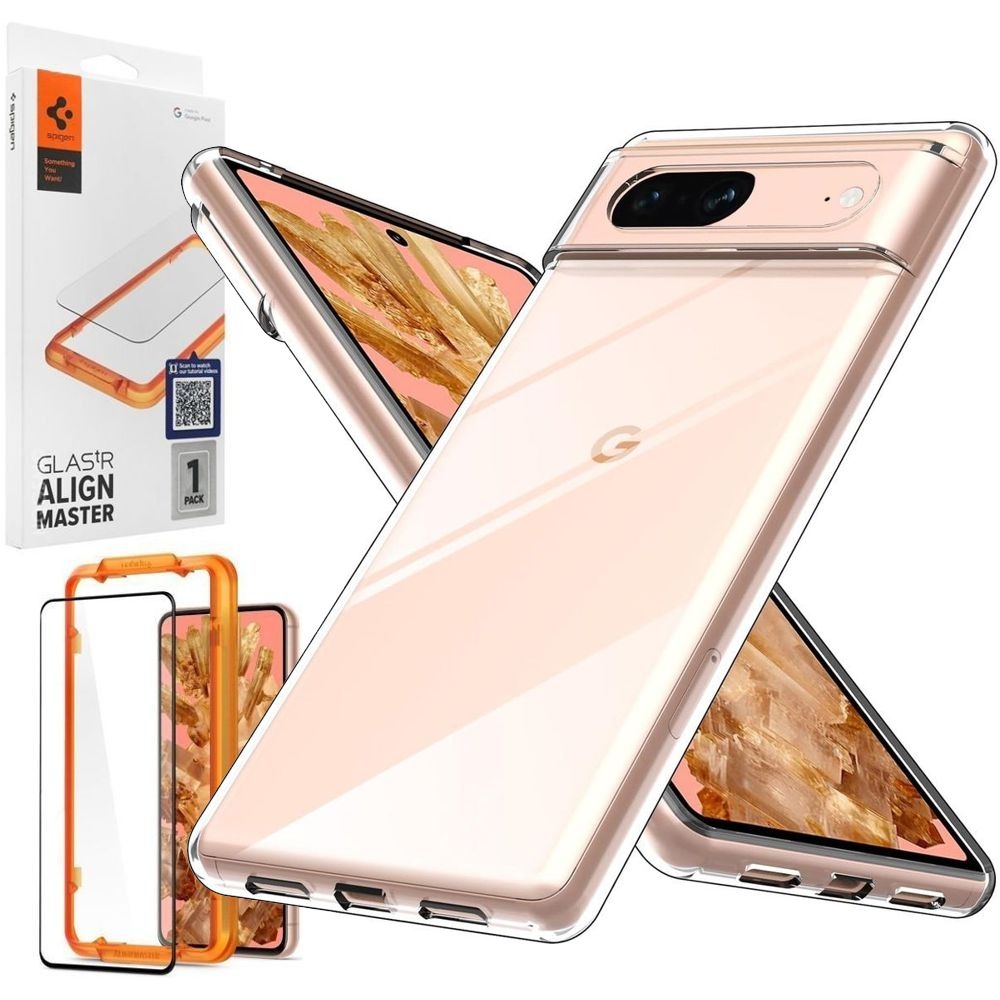 Cienkie Etui Air Case 0.5mm | Bezbarwne + SZKŁO Spigen FC do Google Pixel 8 |
