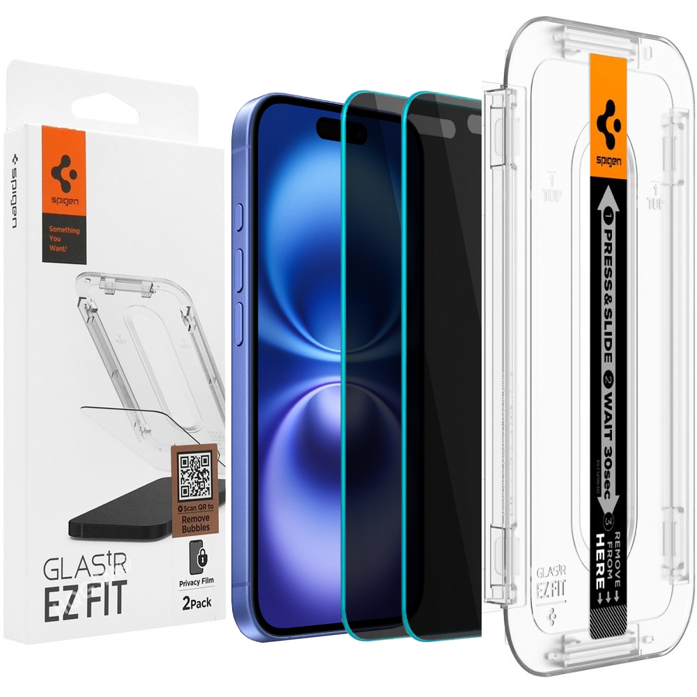 2x Szkło Prywatyzujące SPIGEN SPIGEN EZ Fit PRIVACY do Apple iPhone 16 / 15