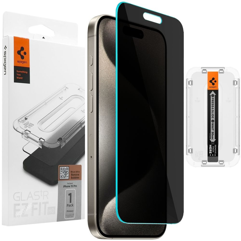Szkło Prywatyzujące SPIGEN SPIGEN EZ Fit PRIVACY do Apple iPhone 15 Pro |