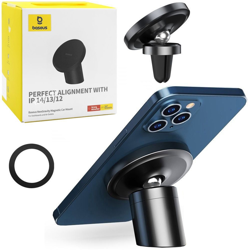 Baseus | Magnetyczny Uchwyt MagSafe V2 Apple iPhone | do Deski Kratki | Czarny