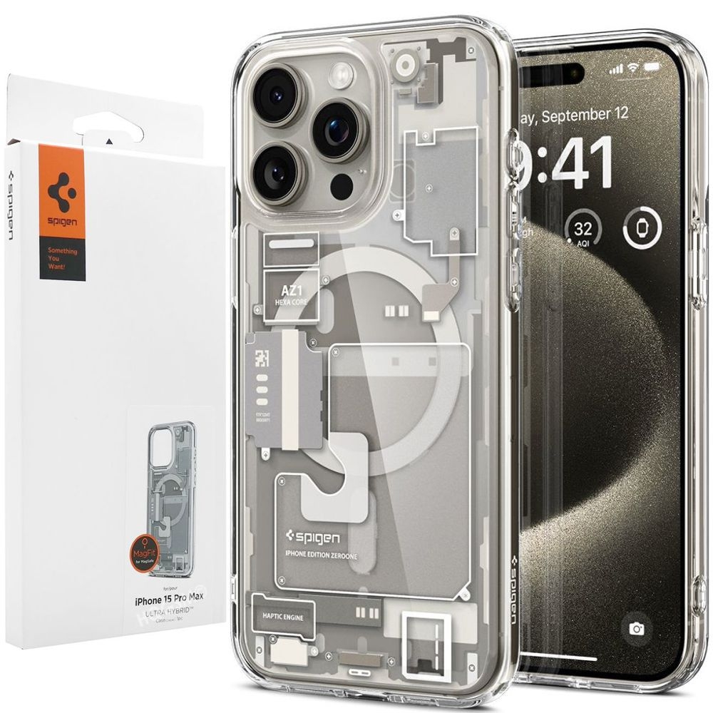 Etui SPIGEN Ultra Hybrid MAG | Zero One Natural Titanium do Apple iPhone 15 Pro Max