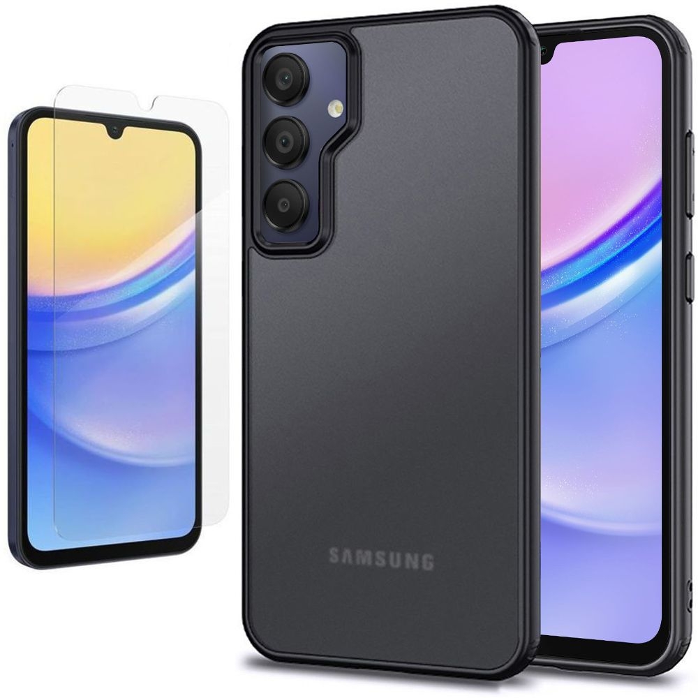 Etui Clear Case | Matte Black + SZKŁO do Samsung Galaxy A15 / 5G
