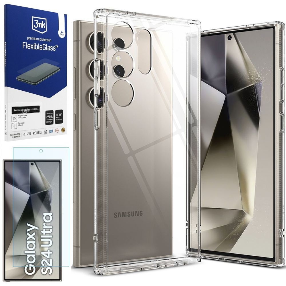 Etui RINGKE Fusion | Bezbarwne | Clear + SZKŁO 3mk FG do Samsung Galaxy S24 Ultra