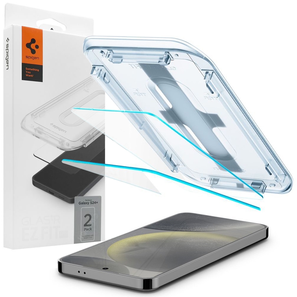 2x Szkło Hartowane SPIGEN GLAS.tR EZ FIT + Ramka Instalacyjna do Samsung Galaxy S24+ Plus
