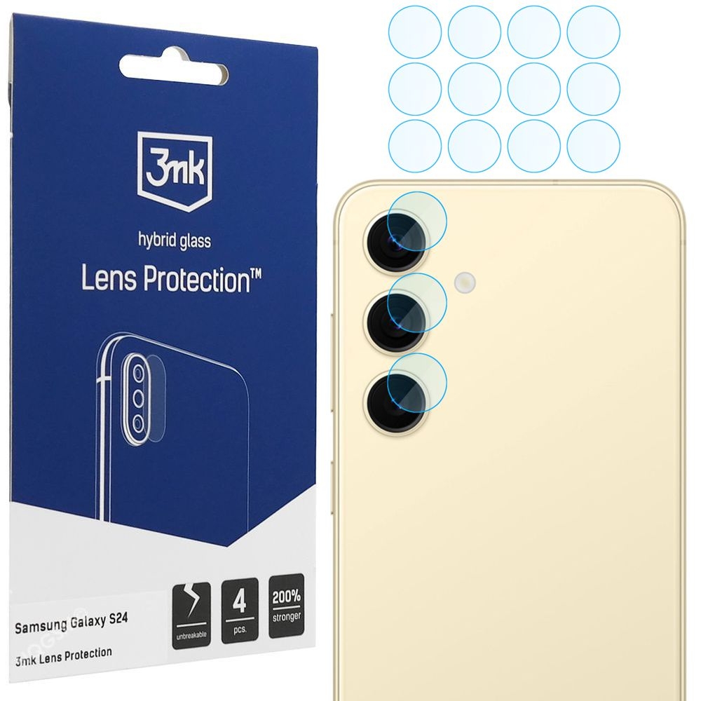 4x 3mk Lens Protection | Szkło Hybrydowe na Obiektyw Aparat do Samsung Galaxy S24 |