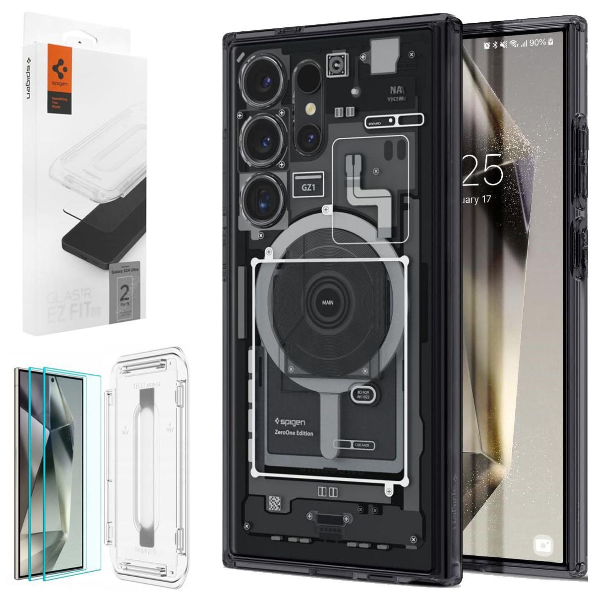 Etui SPIGEN Ultra Hybrid + MagSafe | Zero One + 2x SZKŁO Spigen do Samsung Galaxy S24 Ultra