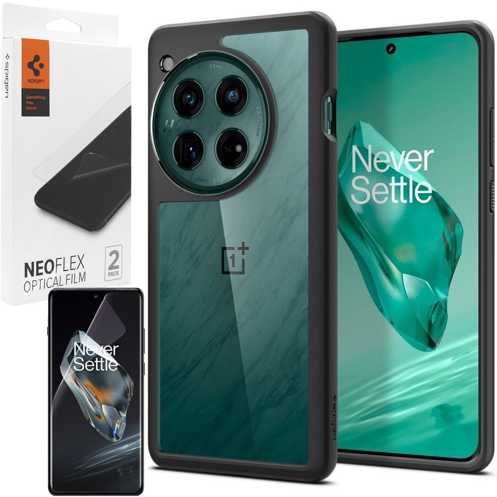 Etui SPIGEN Ultra Hybrid | Matte Black + 2x FOLIA Spigen do OnePlus 12