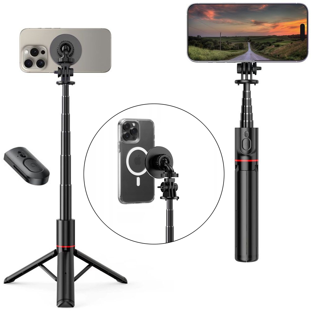 Nowoczesny Selfie Stick Bluetooth z MagSafe 2w1 | Tripod + Pilot