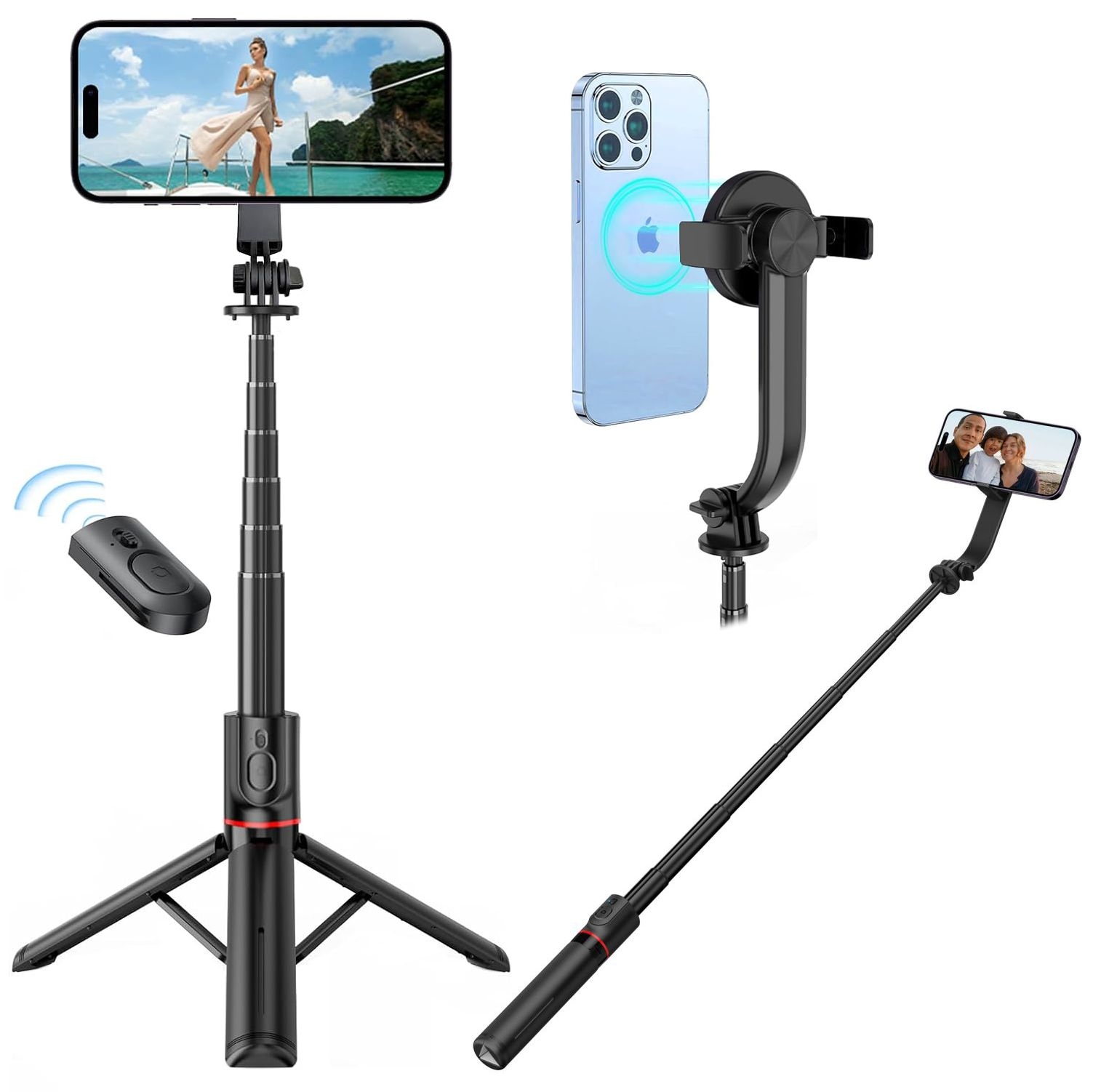 Kompaktowy Selfie Stick Bluetooth z MagSafe 2w1 | Tripod + Pilot