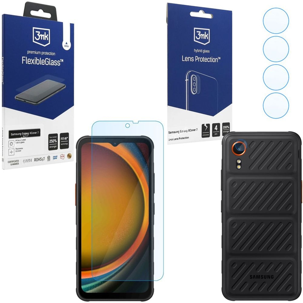 SZKŁO 3mk Flexible Glass + 4x APARAT Lens Protection do Samsung Galaxy XCover 7