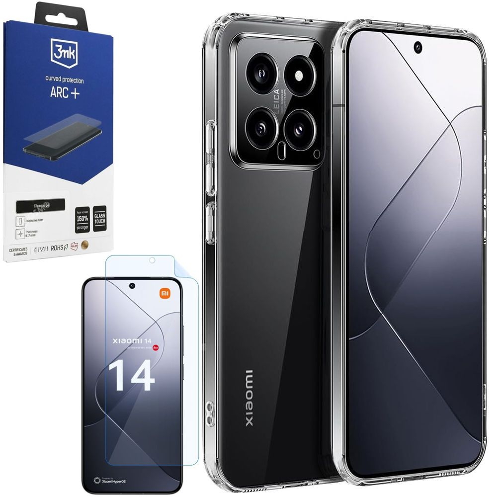 Etui 3mk Clear Case | Bezbarwne + FOLIA 3mk ARC+ do Xiaomi 14 |