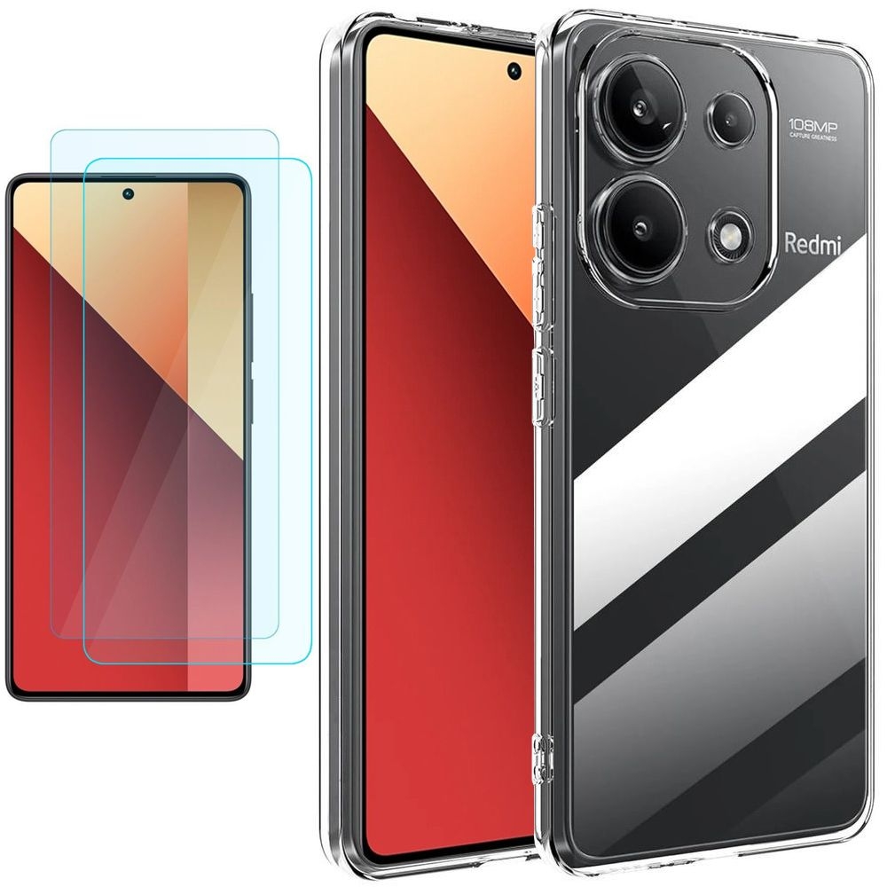 Cienkie Mocne Etui Air Case PRO 2mm | Bezbarwne + 2x SZKŁO do Xiaomi Redmi Note 13 Pro 4G