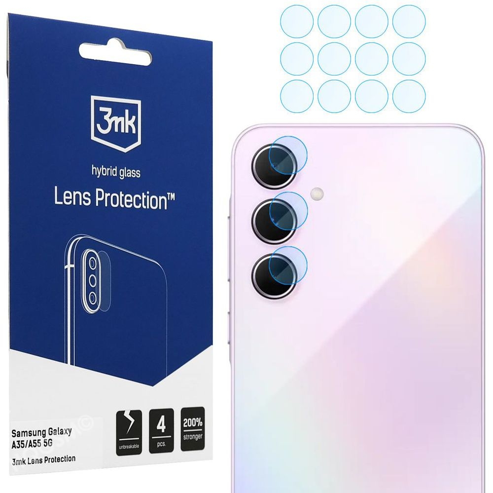4x 3mk Lens Protection | Szkło Hybrydowe na Obiektyw Aparat do Samsung Galaxy A35 / A55 5G