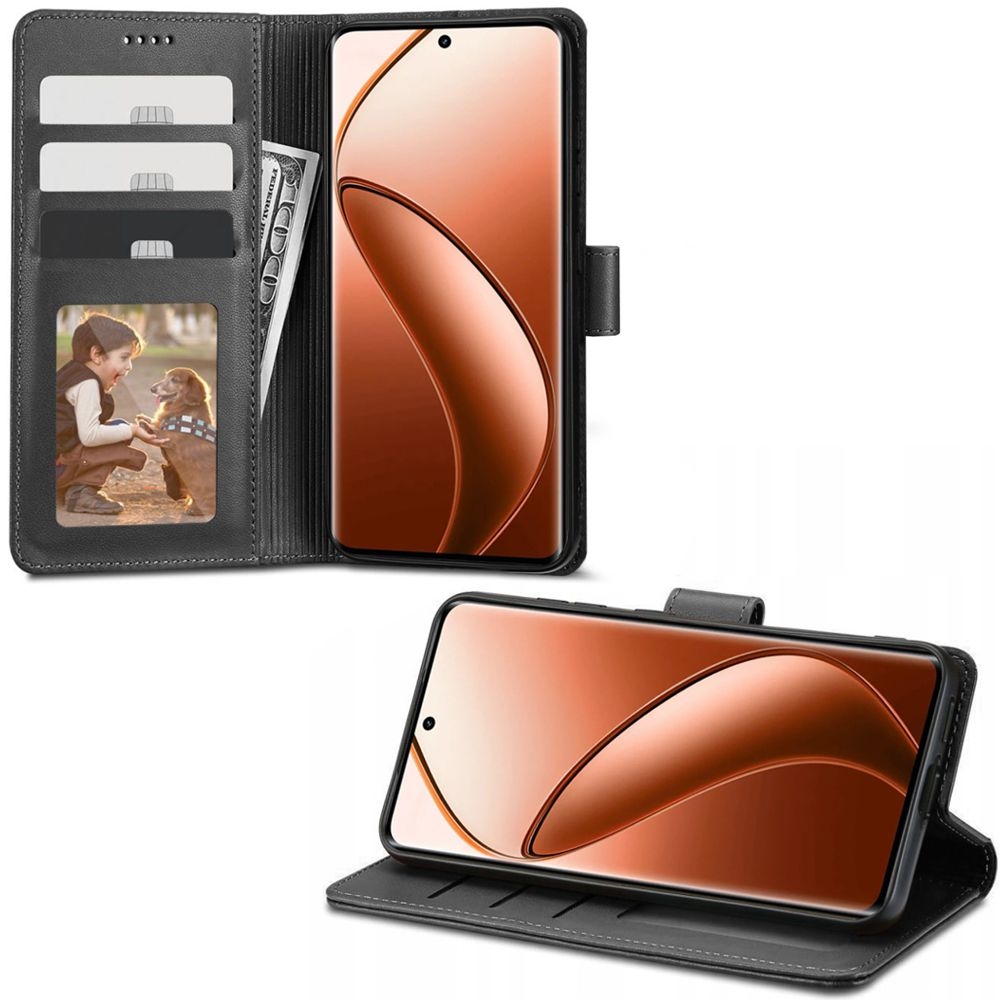 Etui z Klapką Wallet Case | Czarne do Realme 12 Pro / Pro+ Plus
