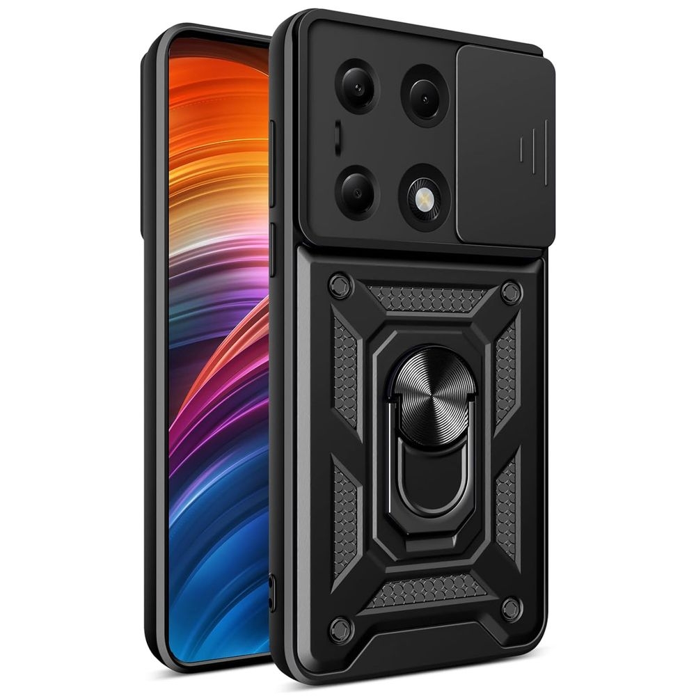 Hybrydowe Etui Ring Camshield | Czarne do Xiaomi Redmi Note 13 Pro 5G / POCO X6 5G