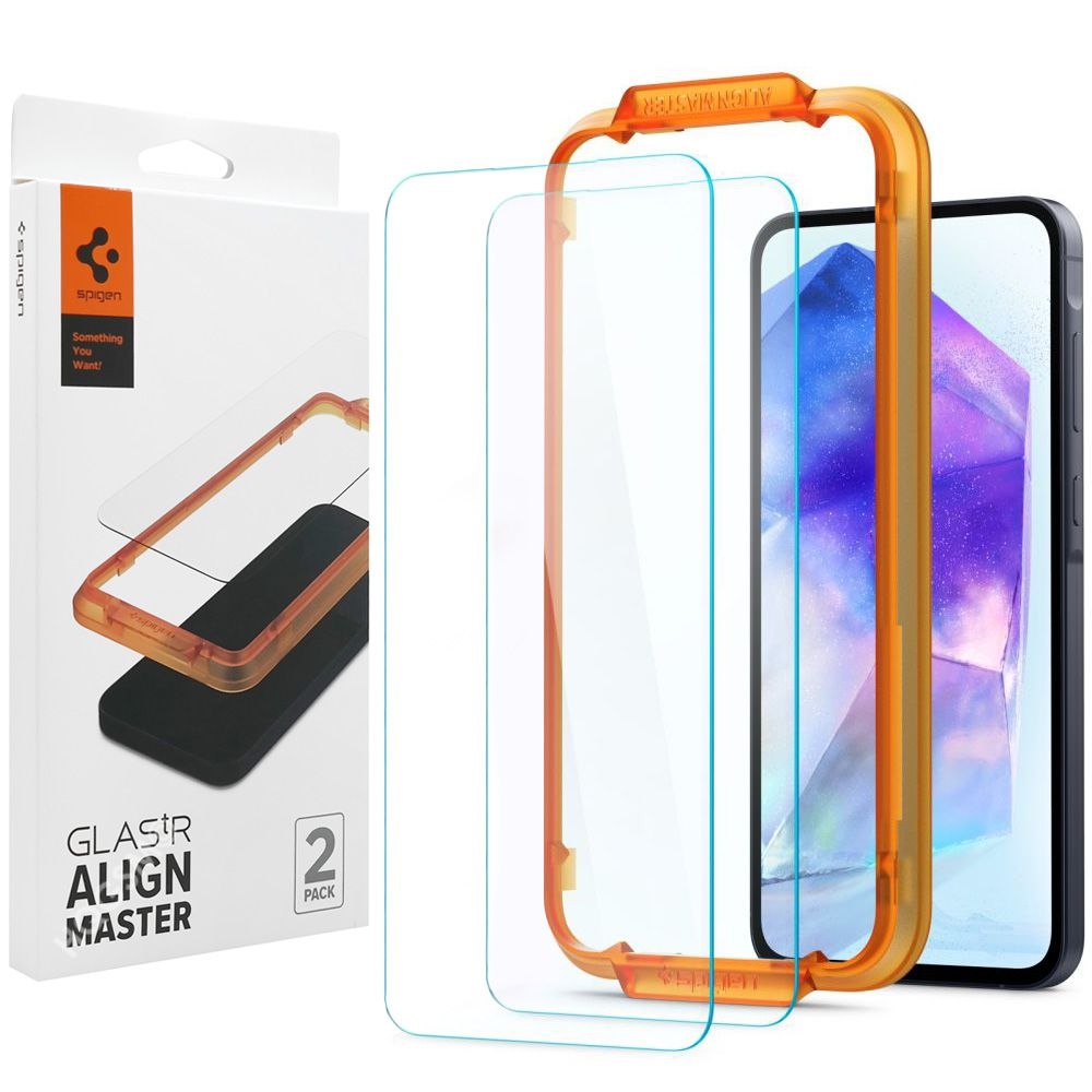 2x Szkło Hartowane SPIGEN GLAS.tR Align Master + Ramka Instalacyjna do Samsung Galaxy A55 5G