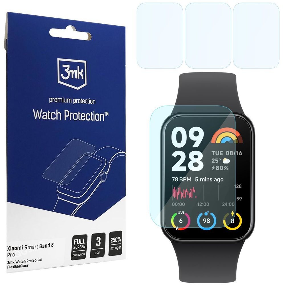 3x Szkło Hybrydowe 3mk Watch Protection do Xiaomi Smart Mi Band 8 Pro