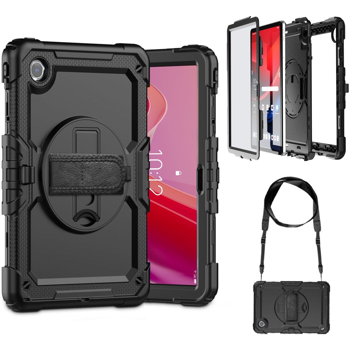 Pancerne Etui ARMOR 360° z Uchwytem i Podstawką | Black do Lenovo Tab M11