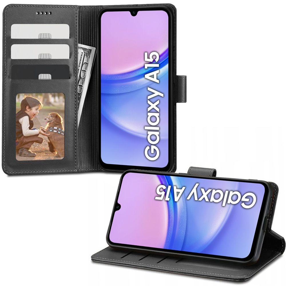 Etui z Klapką Wallet Case | Czarne do Samsung Galaxy A15 / 5G
