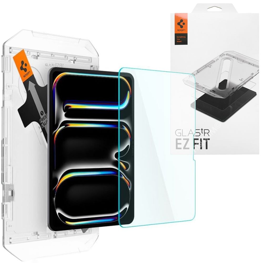 Szkło Hartowane SPIGEN GLAS.tR EZ FIT + Ramka Instalacyjna do Apple iPad Pro 13 M4 2024 7gen