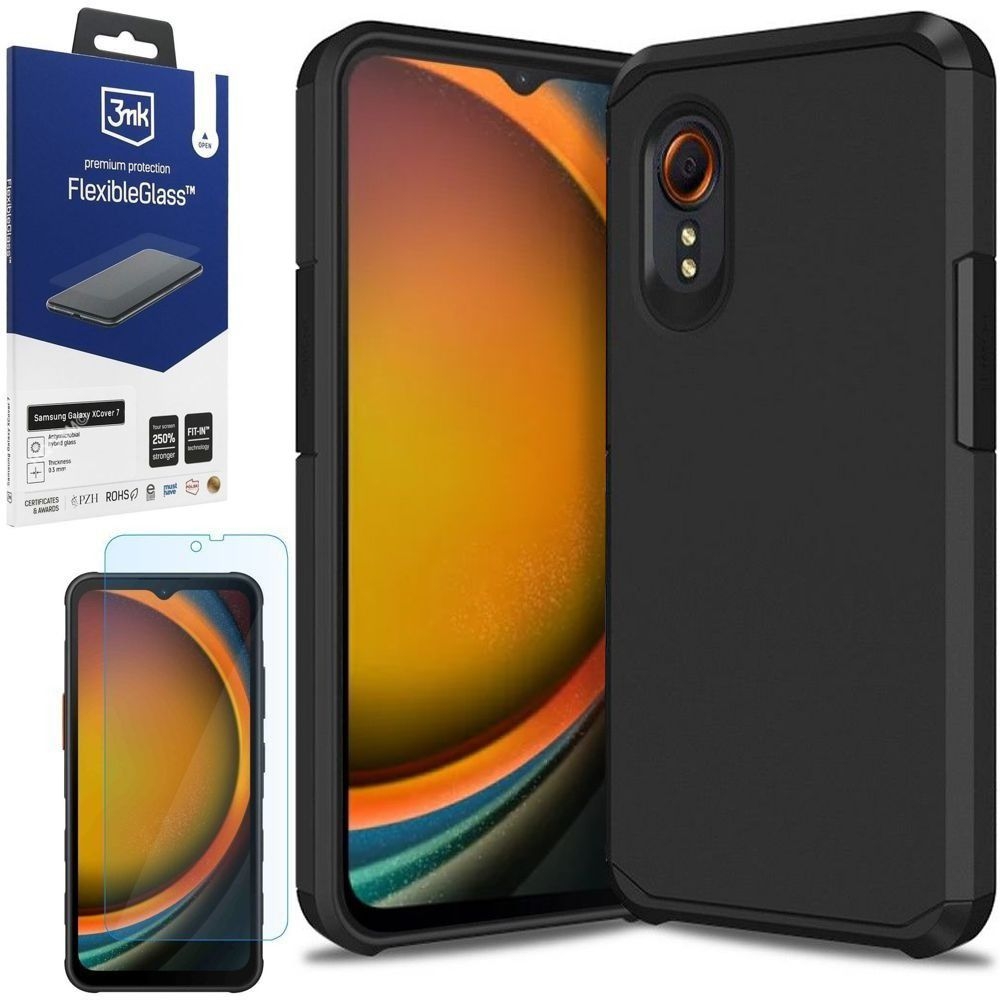 Pancerne Etui ARMOR Case | Black + SZKŁO 3mk do Samsung Galaxy XCover 7