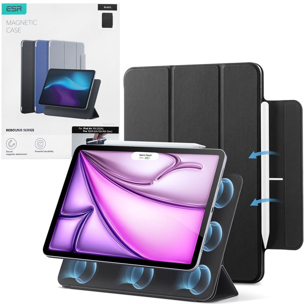 Ultra Cienkie Etui ESR Rebound Magnetic Flip | Black do Apple iPad Air 13 M2 2024 6gen