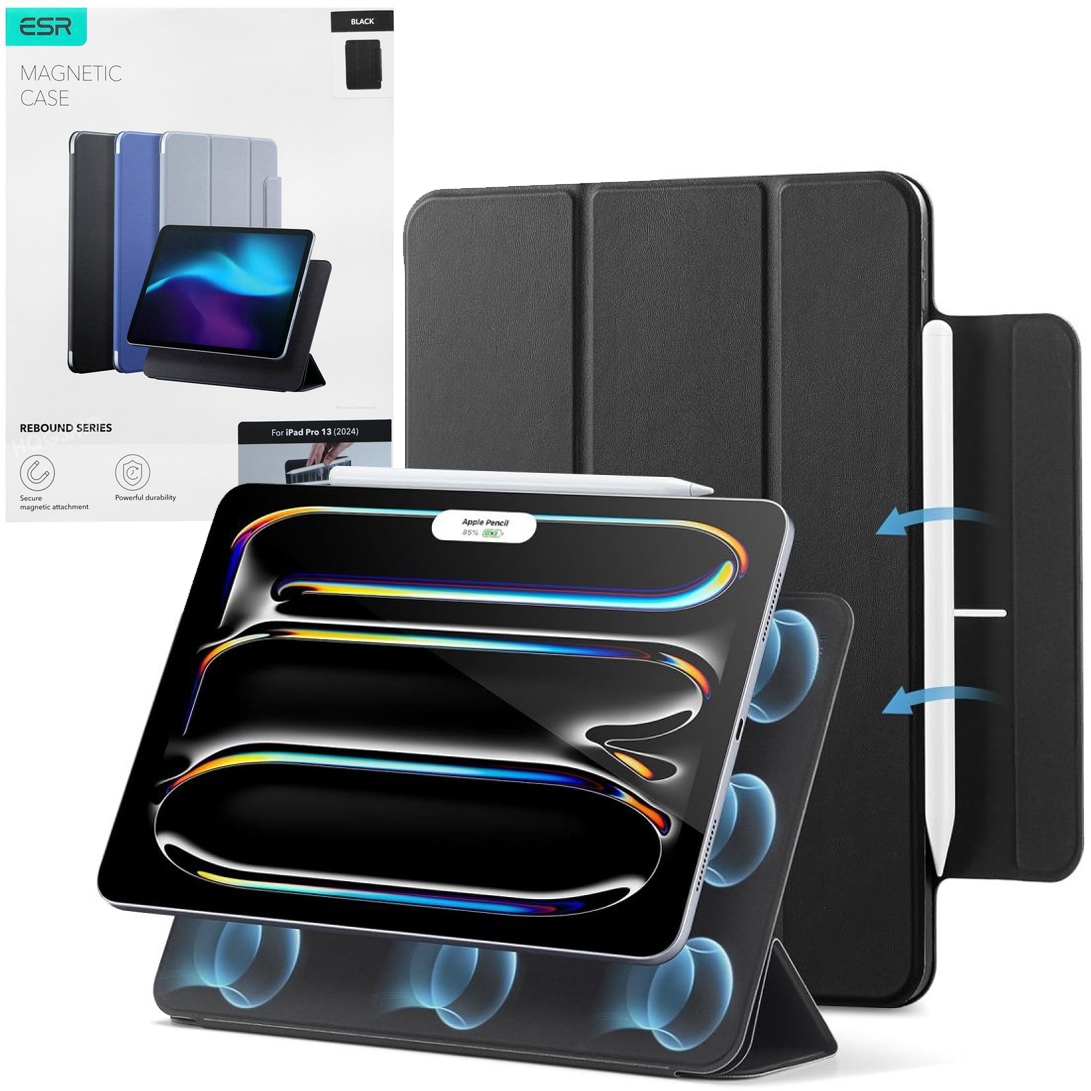Ultra Cienkie Etui ESR Rebound Magnetic Flip | Black do Apple iPad Pro 13 M5 2025 / Pro 13 M4 2024