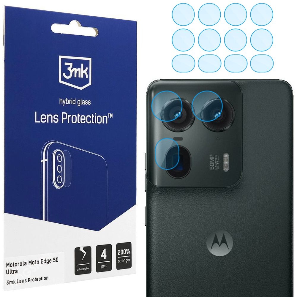 4x 3mk Lens Protection | Szkło Hybrydowe na Obiektyw Aparat do Motorola Edge 50 Ultra