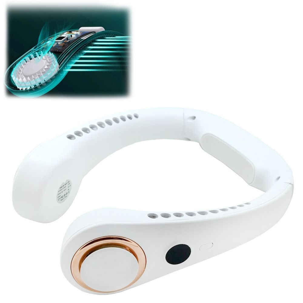 Wentylator Wiatrak na Szyję Bezprzewodowy Przenośny | 4 Tryby Pracy | Biały