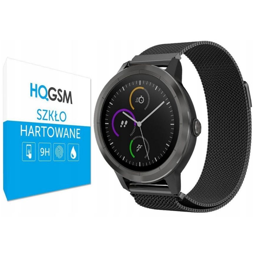 Garmin Vivoactive 3 | Pasek Siatka Milanese Mesh Band | Black + SZKŁO