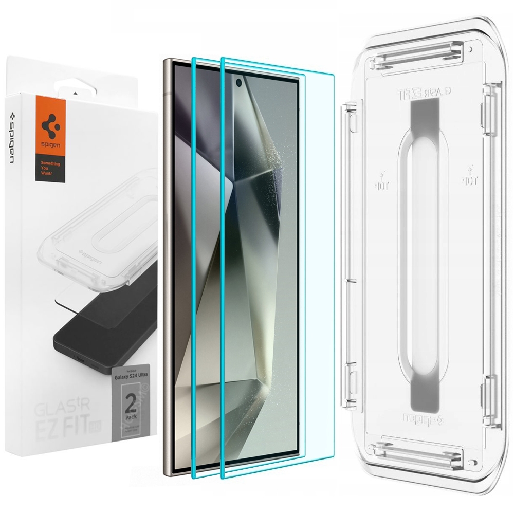 2x Szkło Hartowane SPIGEN GLAS.tR EZ FIT + Ramka Instalacyjna do Samsung Galaxy S24 Ultra